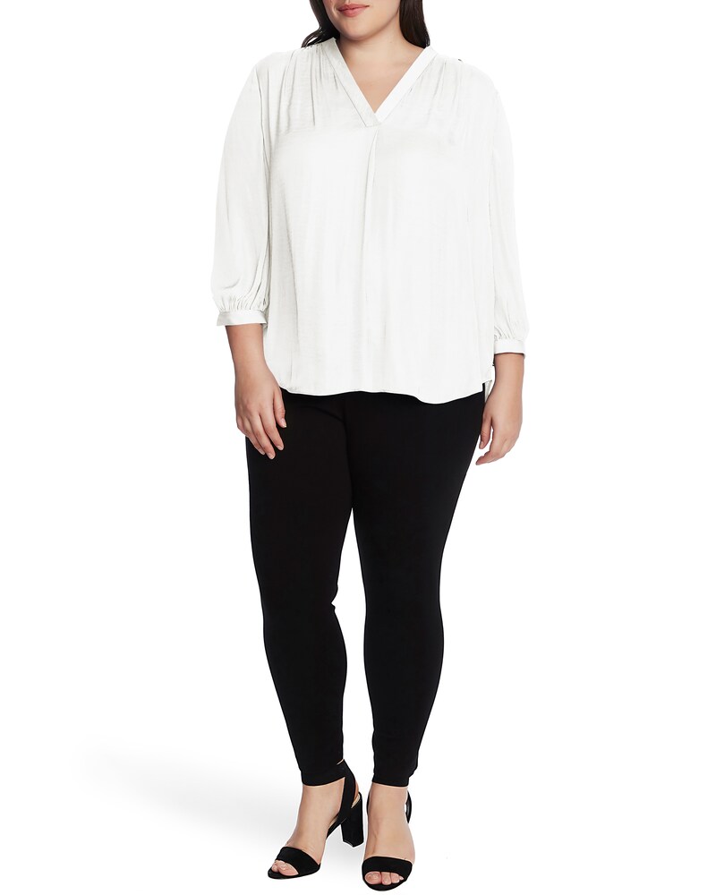 Vince Camuto V-Neck Inverted-Pleat Top (Plus Size) New Ivory ID-HHVW4171