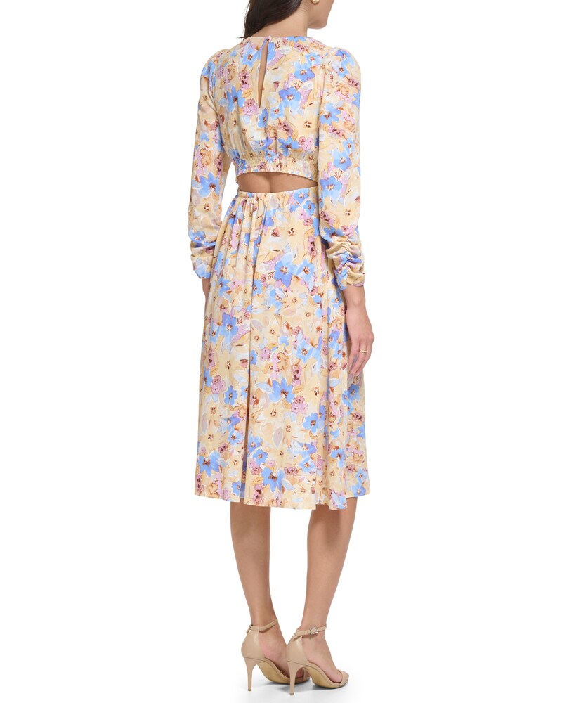 Vince Camuto Floral-Print Cutout Dress  Blue ID-HNYV5679