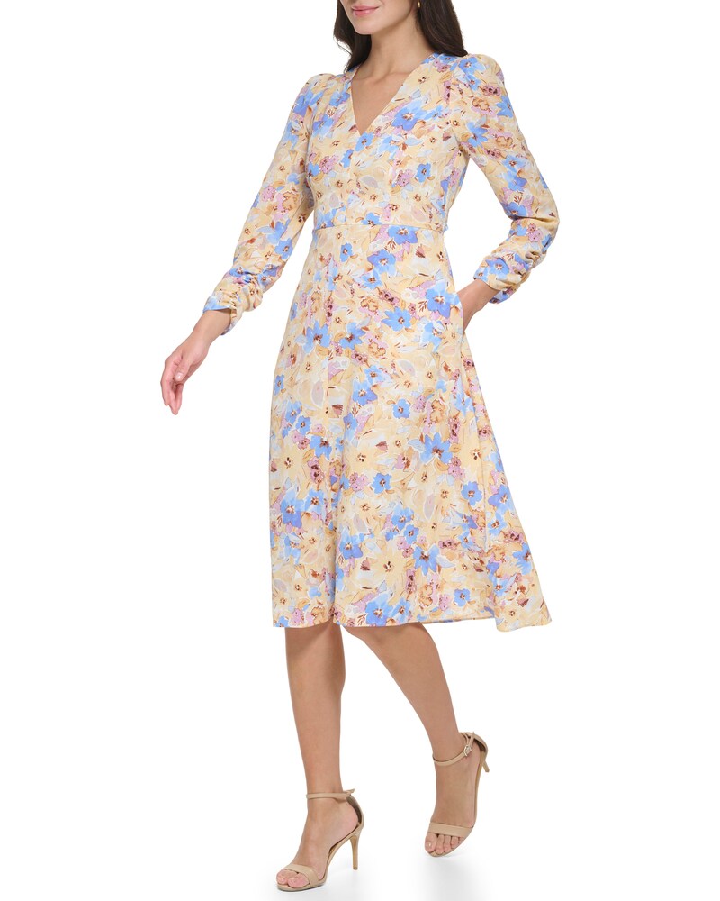 Vince Camuto Floral-Print Cutout Dress  Blue ID-HNYV5679