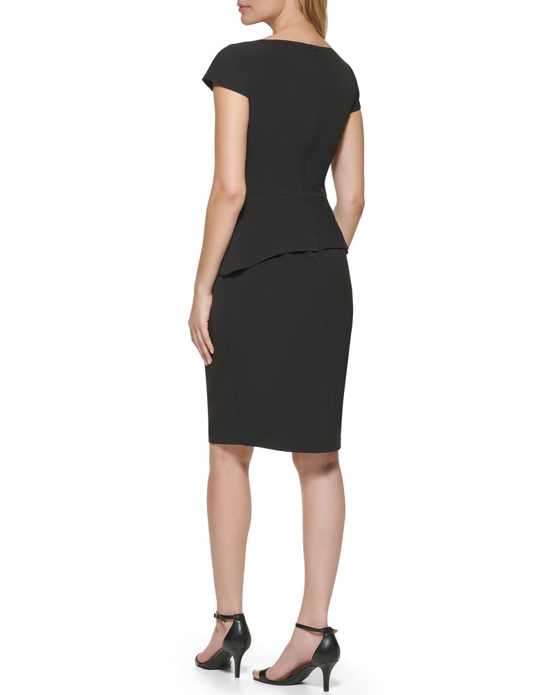 Vince Camuto Cap-Sleeve Peplum Dress (Petite) Black ID-HUKA7635