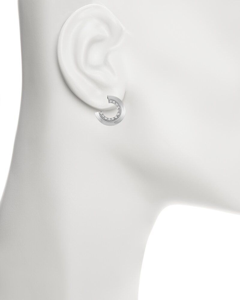 Vince Camuto Pavé Silvertone Chunky Open Hoop Earrings Silver Metallic ID-ILJE4247
