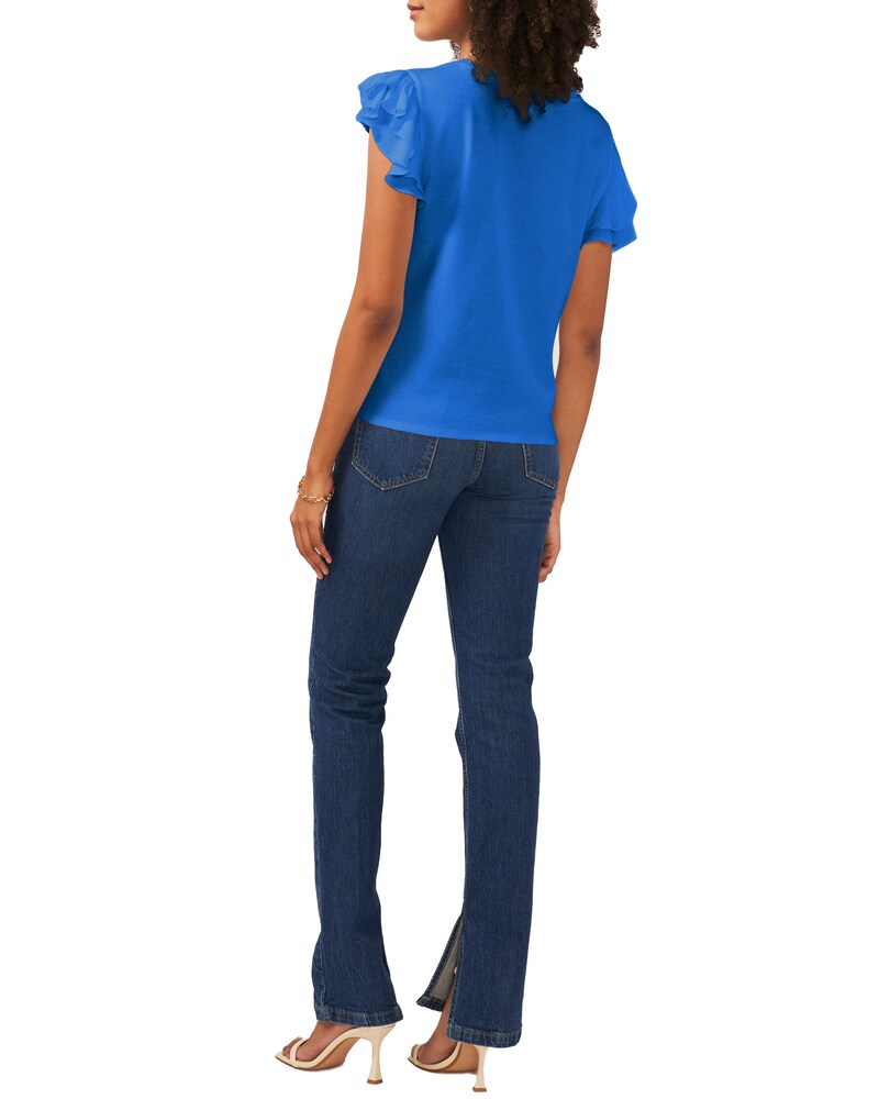 Vince Camuto Ruffle-Sleeve T-Shirt Sapphire Blue ID-IUWO6908