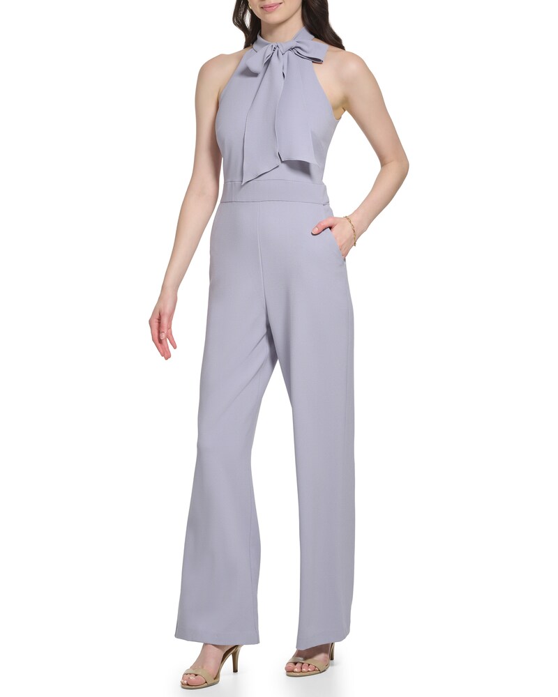 Vince Camuto Bow-Neck Jumpsuit Gray ID-JEER0414