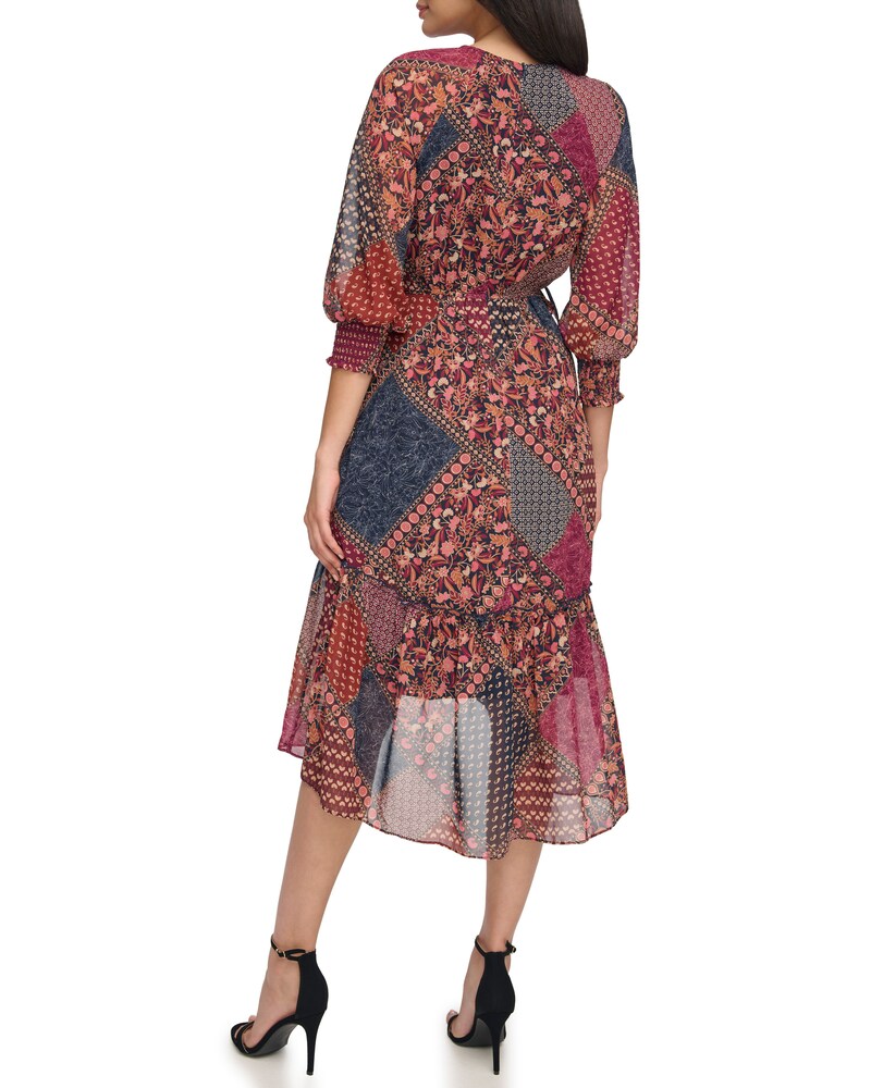 Vince Camuto Printed High-Low Midi Dress Blue Multi ID-JFHN1341