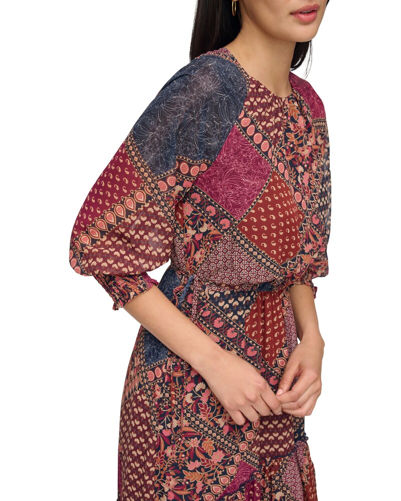 Vince Camuto Printed High-Low Midi Dress Blue Multi ID-JFHN1341