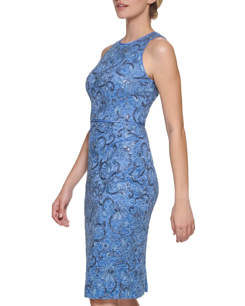 Vince Camuto Sequined-Lace Sheath (Petite) Blue ID-JIAC6543