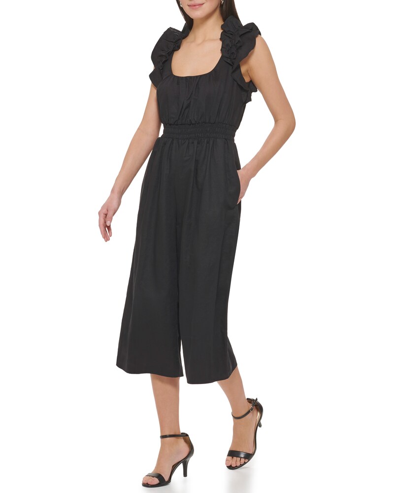 Vince Camuto Ruffled Cropped Jumpsuit Black ID-JKPV5923