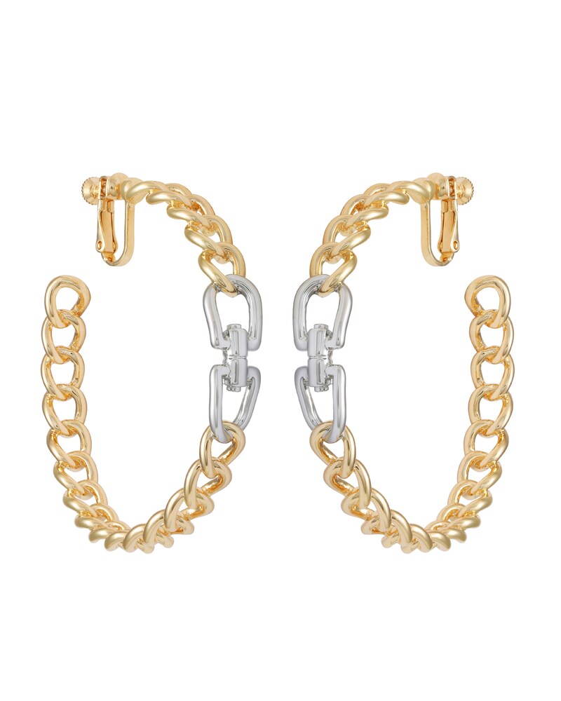 Vince Camuto Link-Hoop Clip-On Earrings Gold Metallic ID-JNHY9057