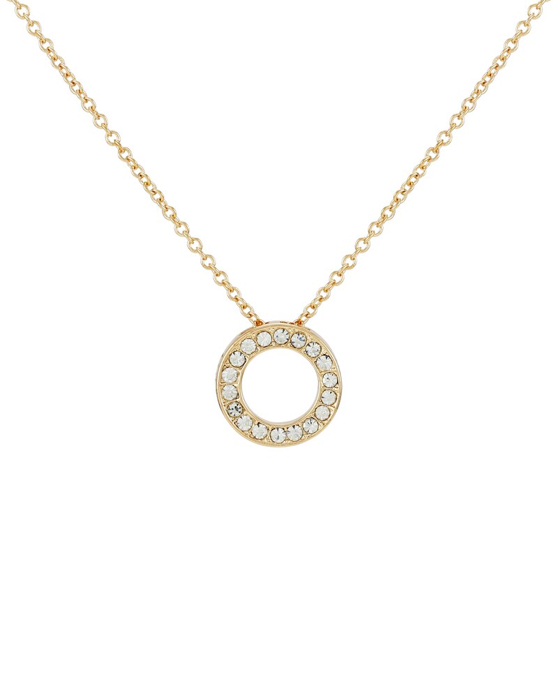 Vince Camuto Pavé-Embellished Circle Pendant Necklace Gold Metallic ID-JQJP2315