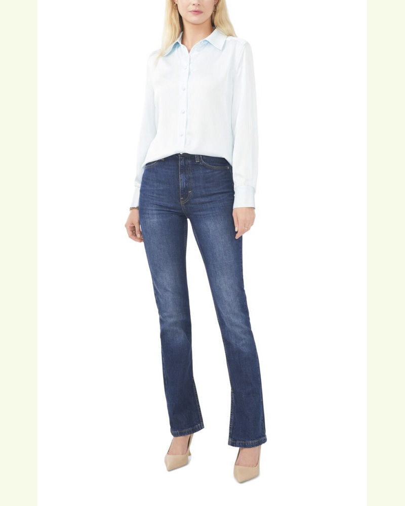 Vince Camuto Satin Button-Up Shirt  Sea Breeze ID-KFGY0094