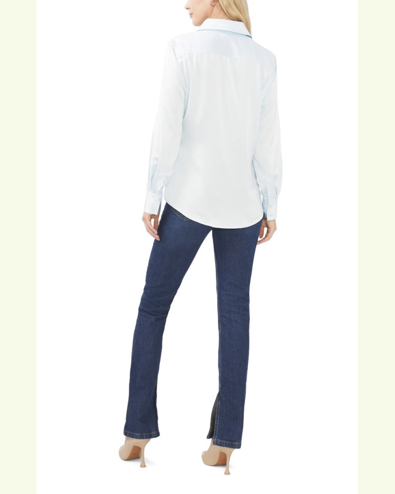 Vince Camuto Satin Button-Up Shirt  Sea Breeze ID-KFGY0094