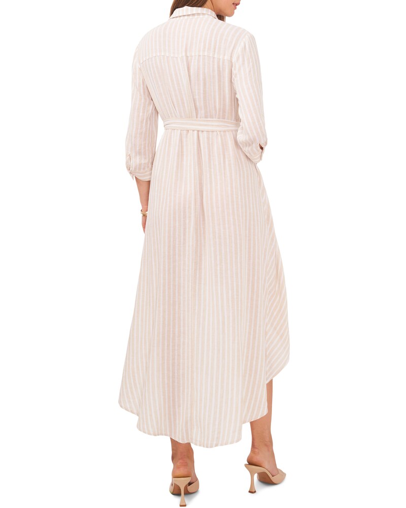 Vince Camuto Striped High-Low Shirtdress Natural ID-KWNE9148