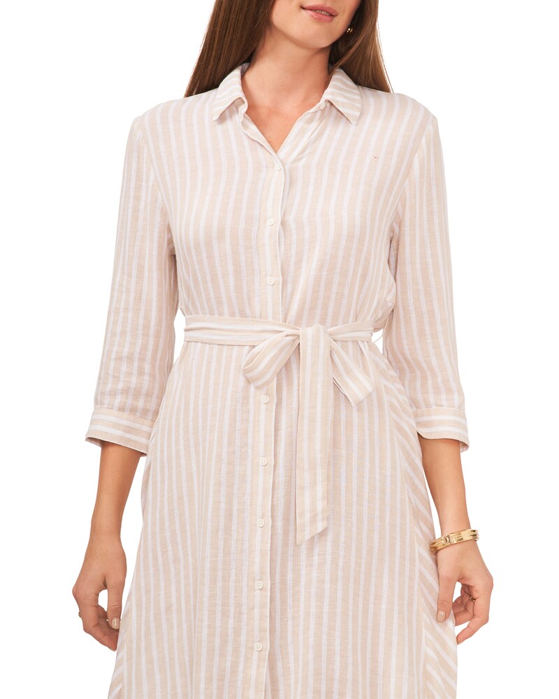 Vince Camuto Striped High-Low Shirtdress Natural ID-KWNE9148