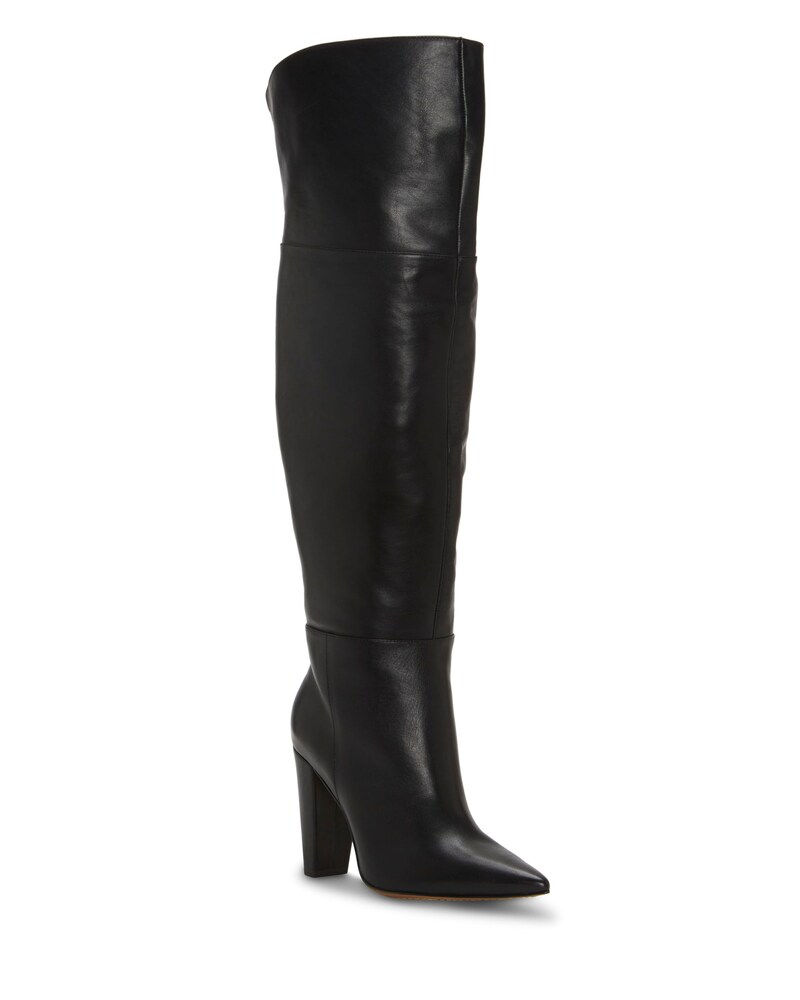 Vince Camuto Minnada Wide-Calf Over The Knee Boot Black Leather ID-LCTQ9419