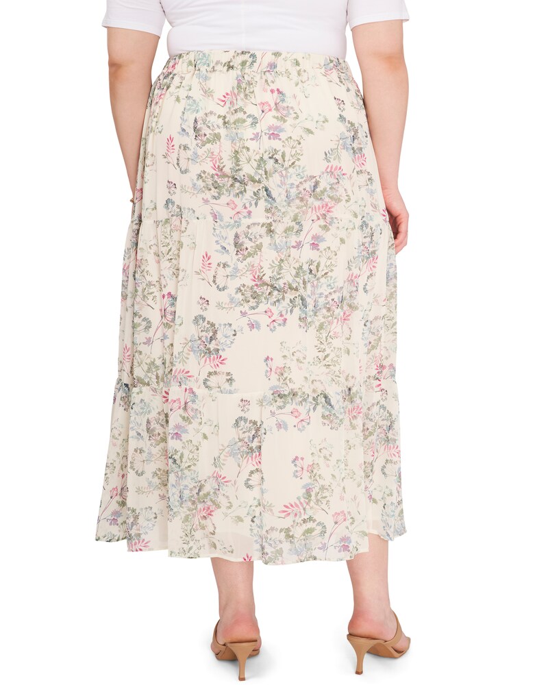 Vince Camuto Dandelion-Print Pleated Maxi Skirt (Plus Size) Off White ID-LGJF5910