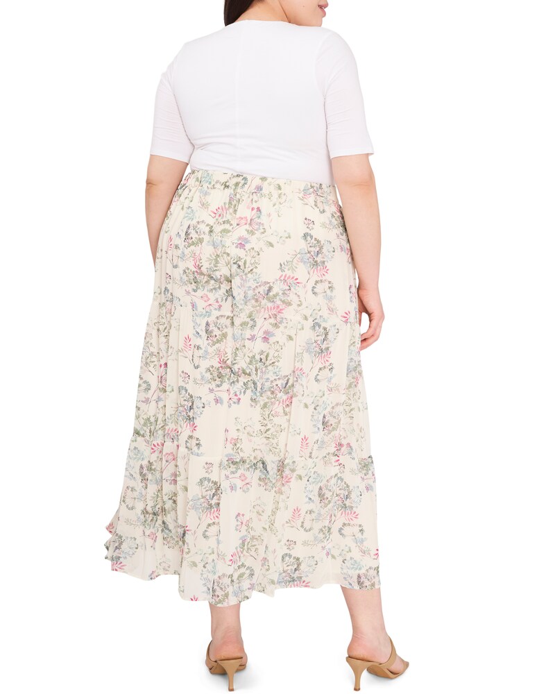 Vince Camuto Dandelion-Print Pleated Maxi Skirt (Plus Size) Off White ID-LGJF5910