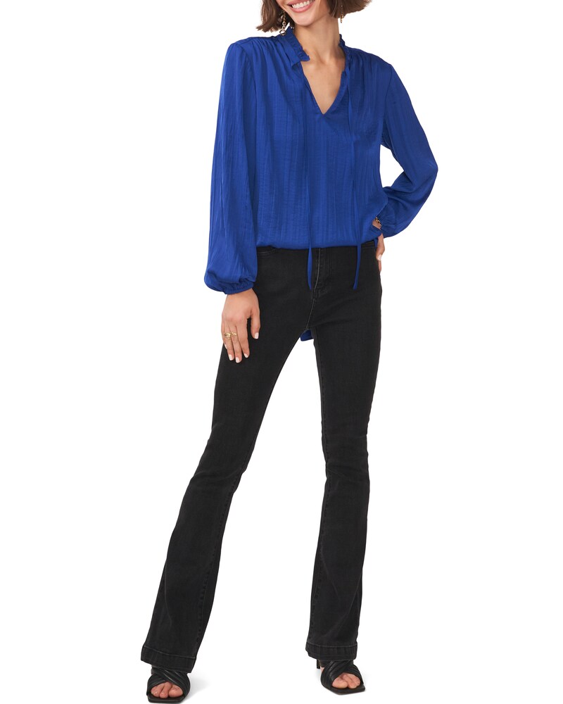 Vince Camuto Pleated Tie-Neck Blouse Twilight Blue ID-LGMJ0260