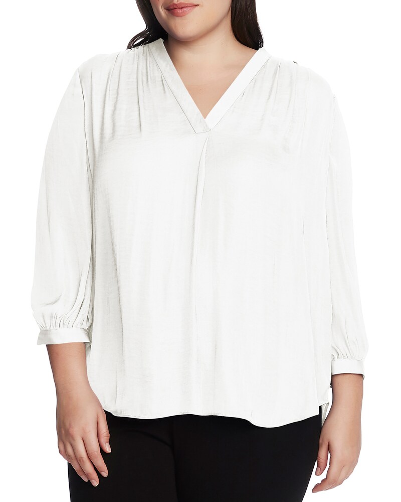 Vince Camuto V-Neck Inverted-Pleat Top (Plus Size) New Ivory ID-LJFP7998