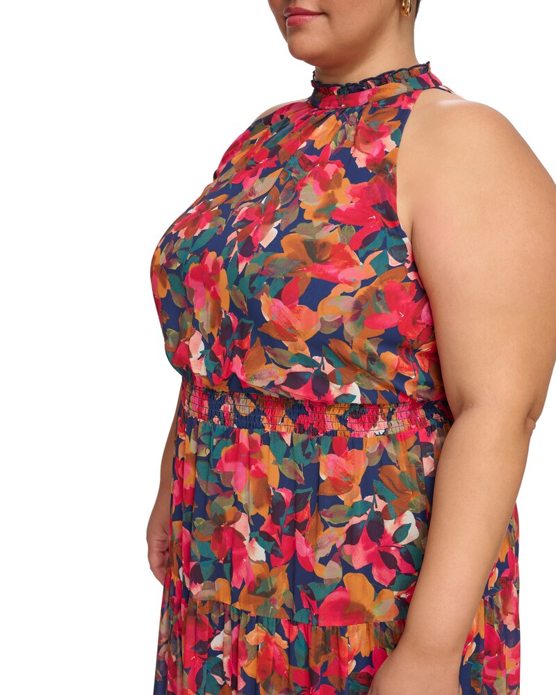 Vince Camuto Floral-Print Smocked Maxi Dress (Plus Size) Navy Multi ID-LOWC0060