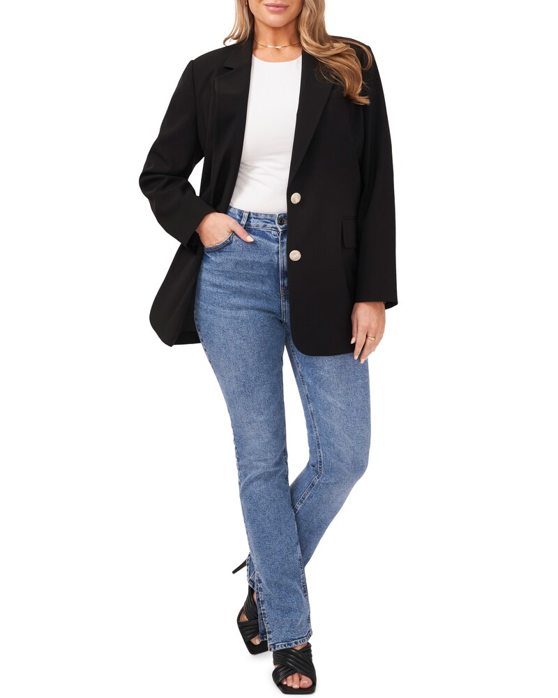 Vince Camuto Two-Button Notch-Lapel Blazer (Plus Size) Rich Black ID-LTYH8635