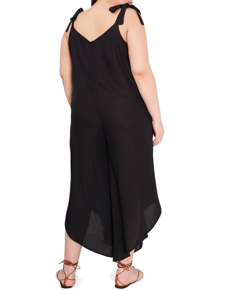 Vince Camuto Sleeveless Shoulder-Tie Jumpsuit (Plus Size) Rich Black ID-LZES2464