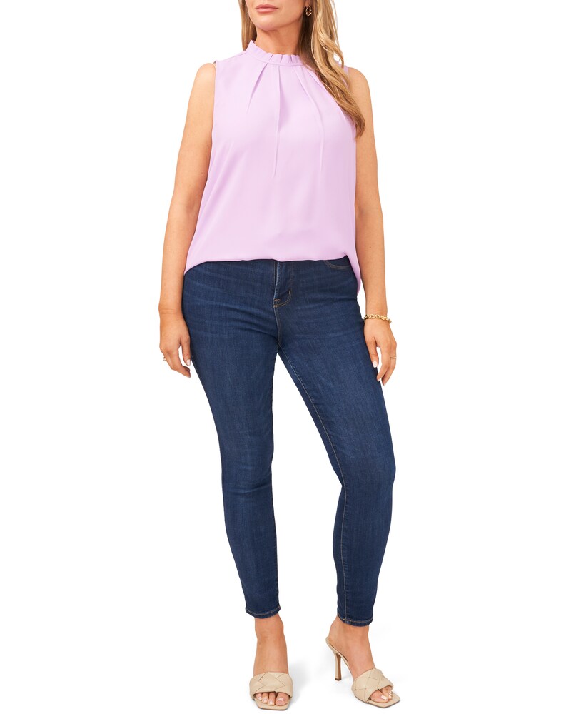 Vince Camuto Sleeveless Pleated Blouse (Plus Size)   Soft Iris ID-NBWN5143