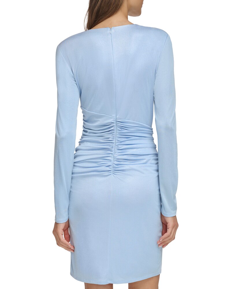 Vince Camuto Ruched V-Neck Dress Periwinkle ID-ODTA0017
