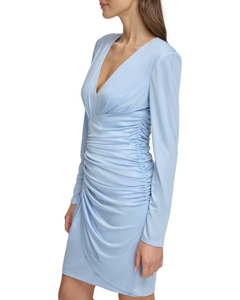 Vince Camuto Ruched V-Neck Dress Periwinkle ID-ODTA0017