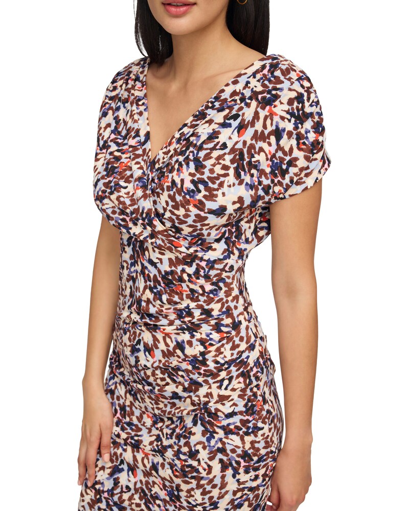 Vince Camuto Printed Asymmetrical Hem Dress Blue ID-ORTS8721