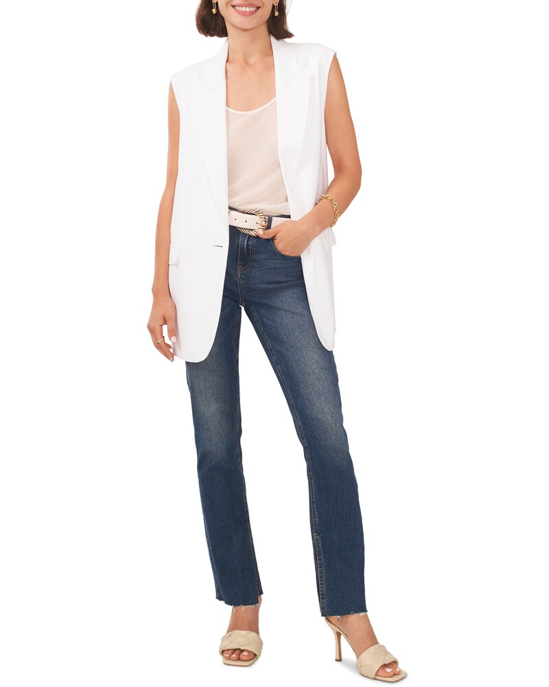 Vince Camuto Peak-Lapel Long Vest Off White ID-OXJQ1480