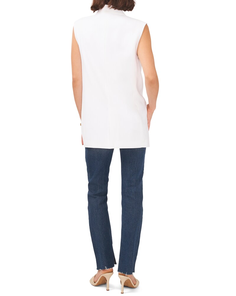 Vince Camuto Peak-Lapel Long Vest Off White ID-OXJQ1480