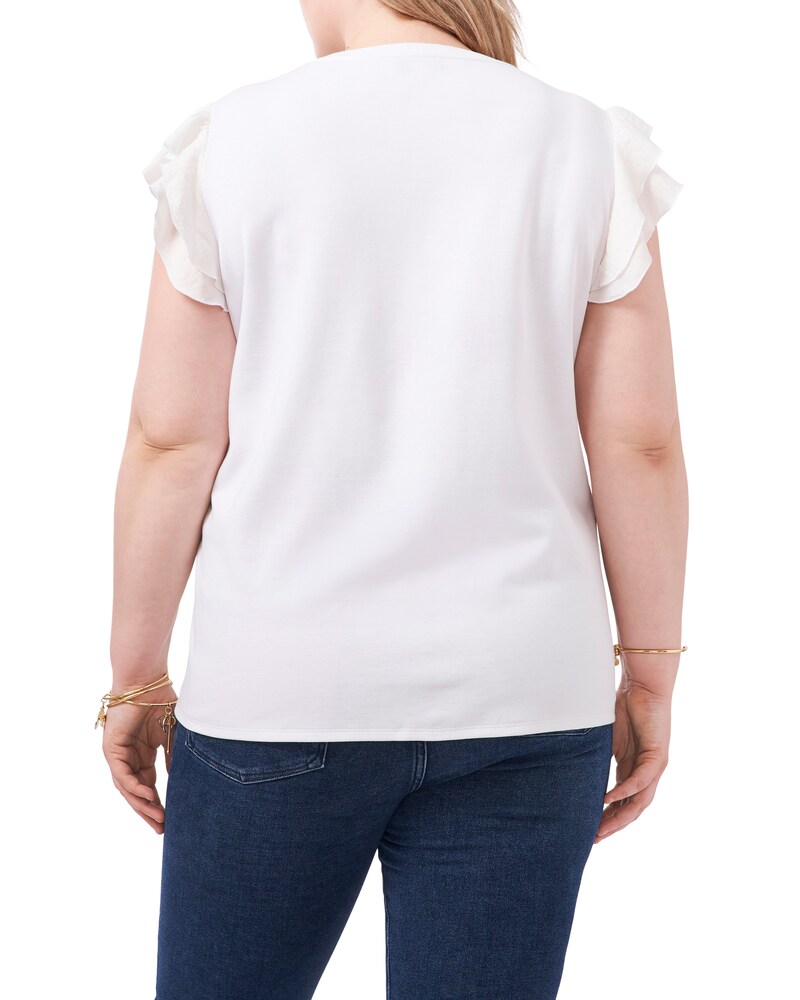 Vince Camuto Tiered Ruffle-Sleeve T-Shirt (Plus Size) Ultra White ID-PBTP3476