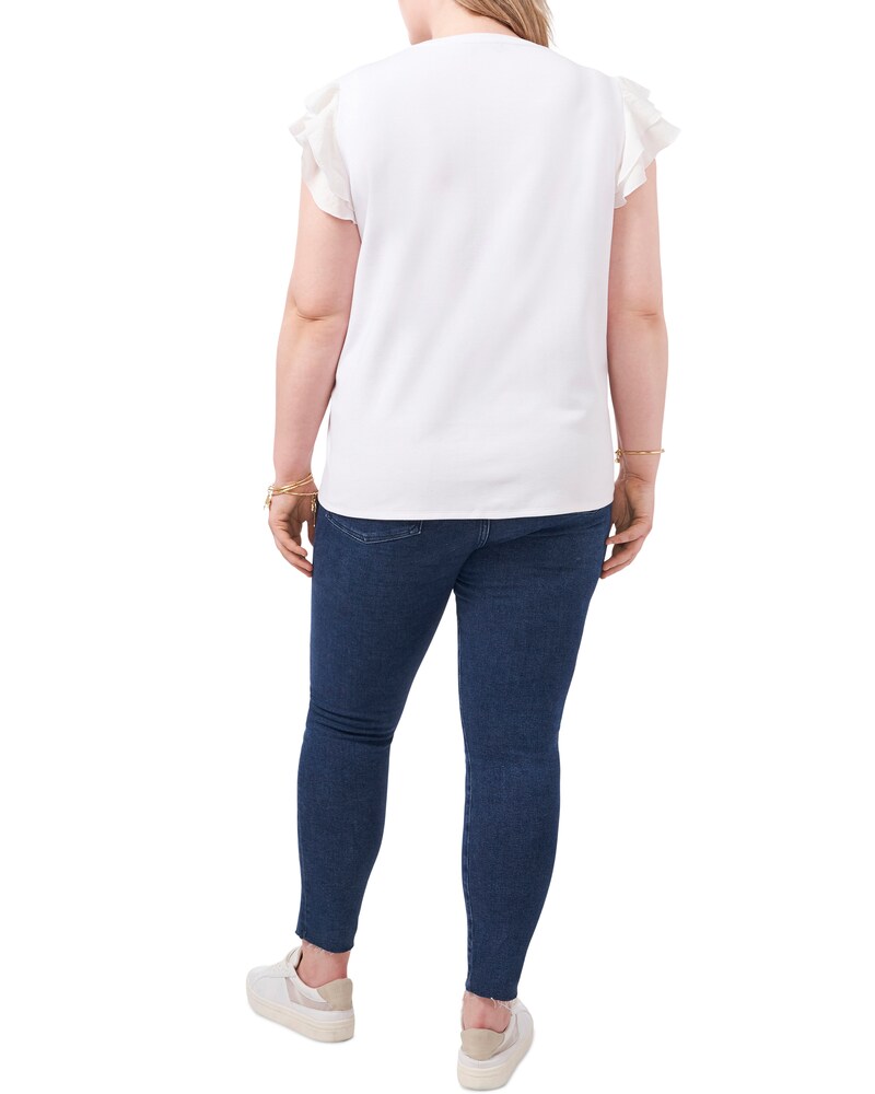 Vince Camuto Tiered Ruffle-Sleeve T-Shirt (Plus Size) Ultra White ID-PBTP3476