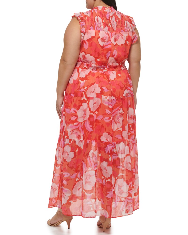 Vince Camuto Floral-Print Smocked Maxi Dress (Plus Size) Red ID-PKOB9216