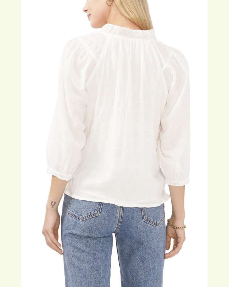 Vince Camuto Ruched Ruffle-Collar Blouse     New Ivory ID-PRJK0238