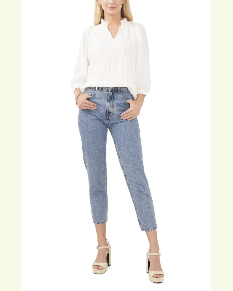 Vince Camuto Ruched Ruffle-Collar Blouse     New Ivory ID-PRJK0238