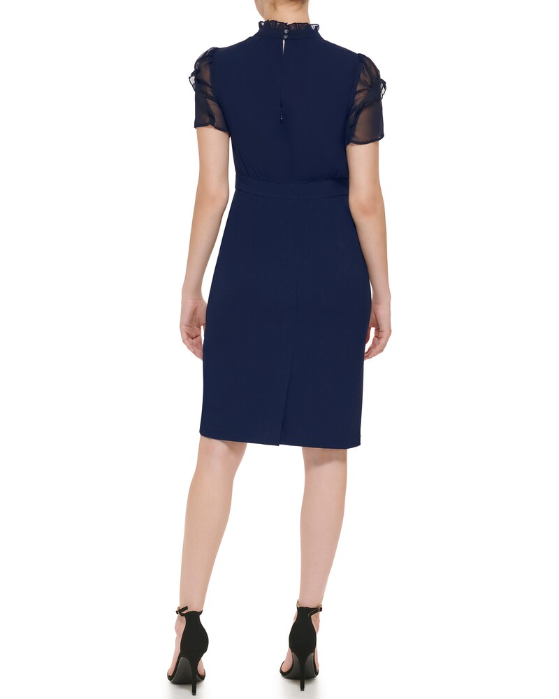 Vince Camuto Chiffon-Sleeve Dress Navy ID-PWXP1060