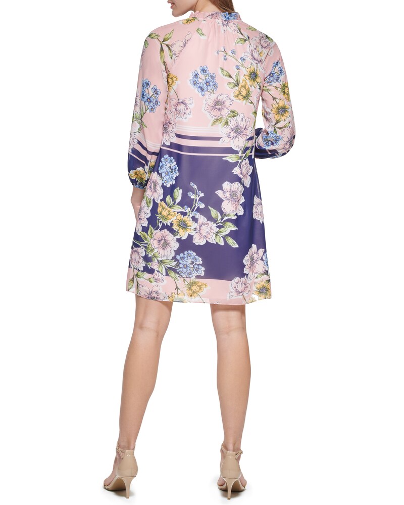 Vince Camuto Floral-Print Colorblock Dress (Petite) Light Pink ID-QGLI3881