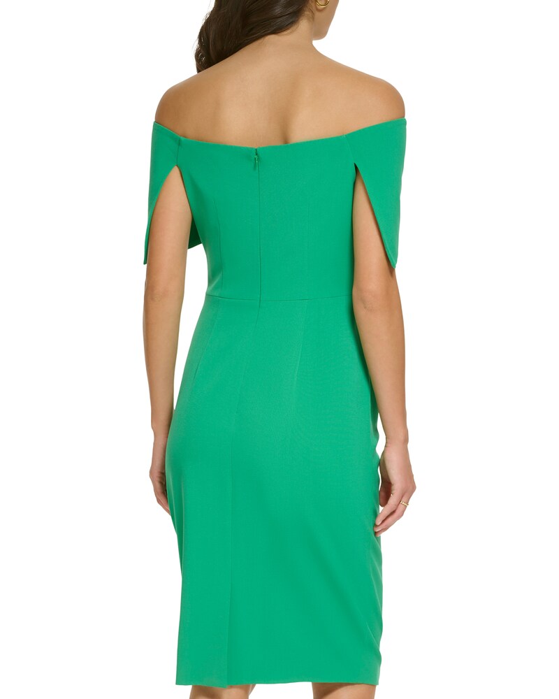 Vince Camuto Off-The-Shoulder Sheath Dark Green ID-QHAS4790