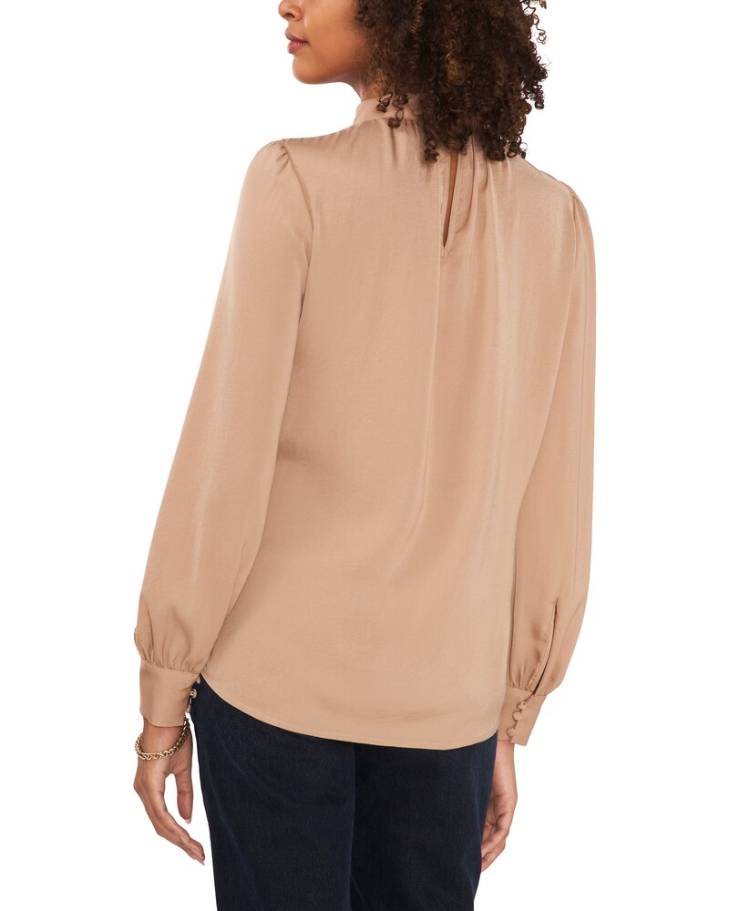 Vince Camuto Ruched Mock-Neck Blouse Camel ID-QHAZ6827