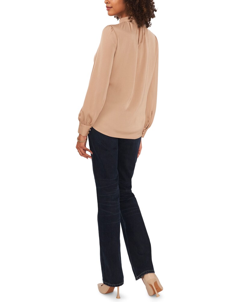 Vince Camuto Ruched Mock-Neck Blouse Camel ID-QHAZ6827