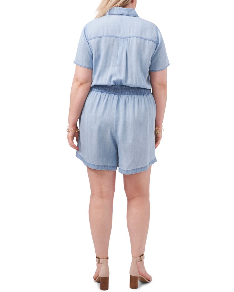 Vince Camuto Button-Down Romper (Plus Size) Arctic Surf ID-QLVX9162