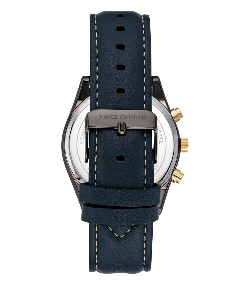 Vince Camuto Multifunction Faux Leather Band Watch Navy ID-RAON4224