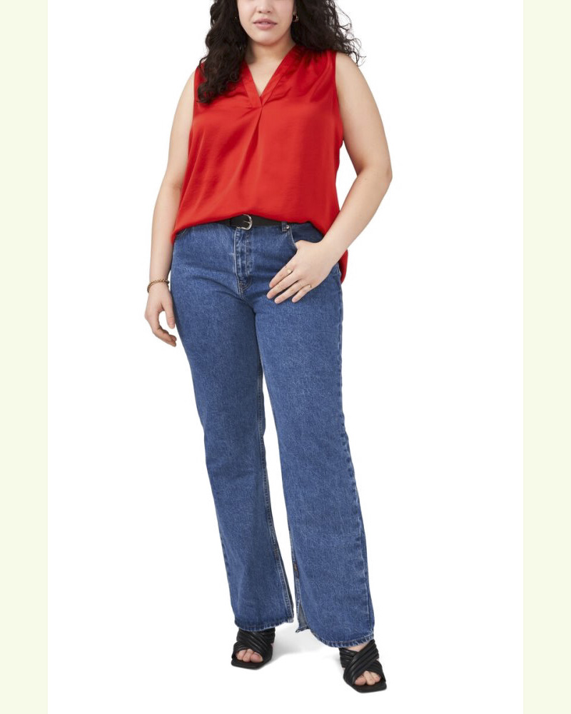 Vince Camuto Sleeveless V-Neck Top (Plus Size) Red Hot ID-RHNC8562
