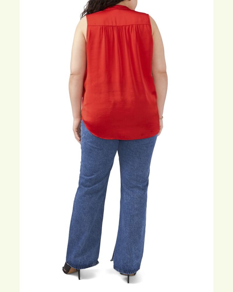 Vince Camuto Sleeveless V-Neck Top (Plus Size) Red Hot ID-RHNC8562