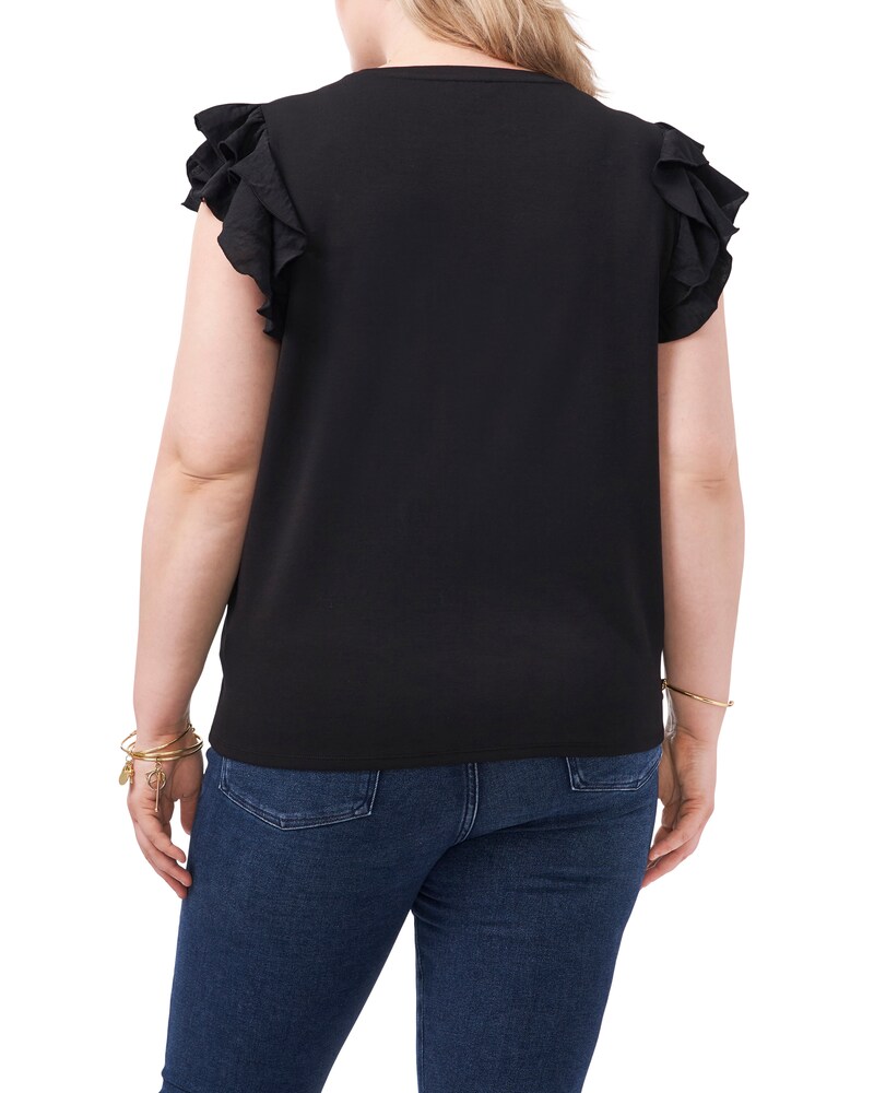 Vince Camuto Tiered Ruffle-Sleeve T-Shirt (Plus Size) Rich Black ID-RWAH1226