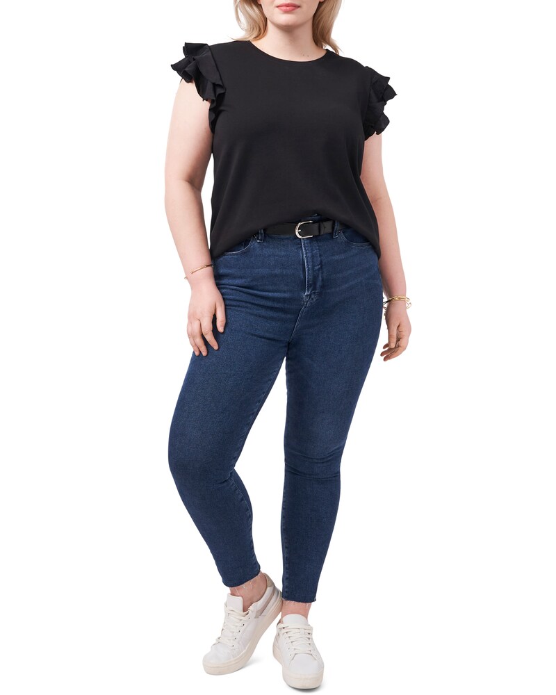 Vince Camuto Tiered Ruffle-Sleeve T-Shirt (Plus Size) Rich Black ID-RWAH1226