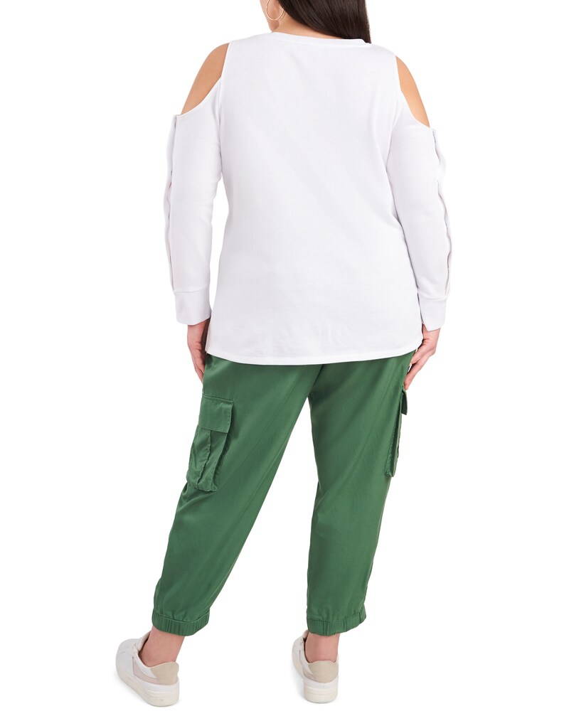 Vince Camuto Cold-Shoulder Snap-Sleeve Top (Plus Size)  Ultra White ID-RWXQ6187
