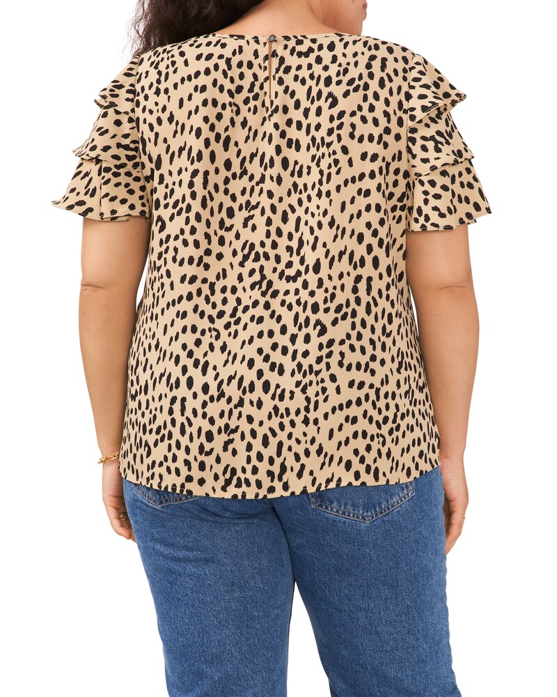 Vince Camuto Spot-Print Layered-Sleeve Blouse (Plus Size) Khaki Haze ID-RYCF7988