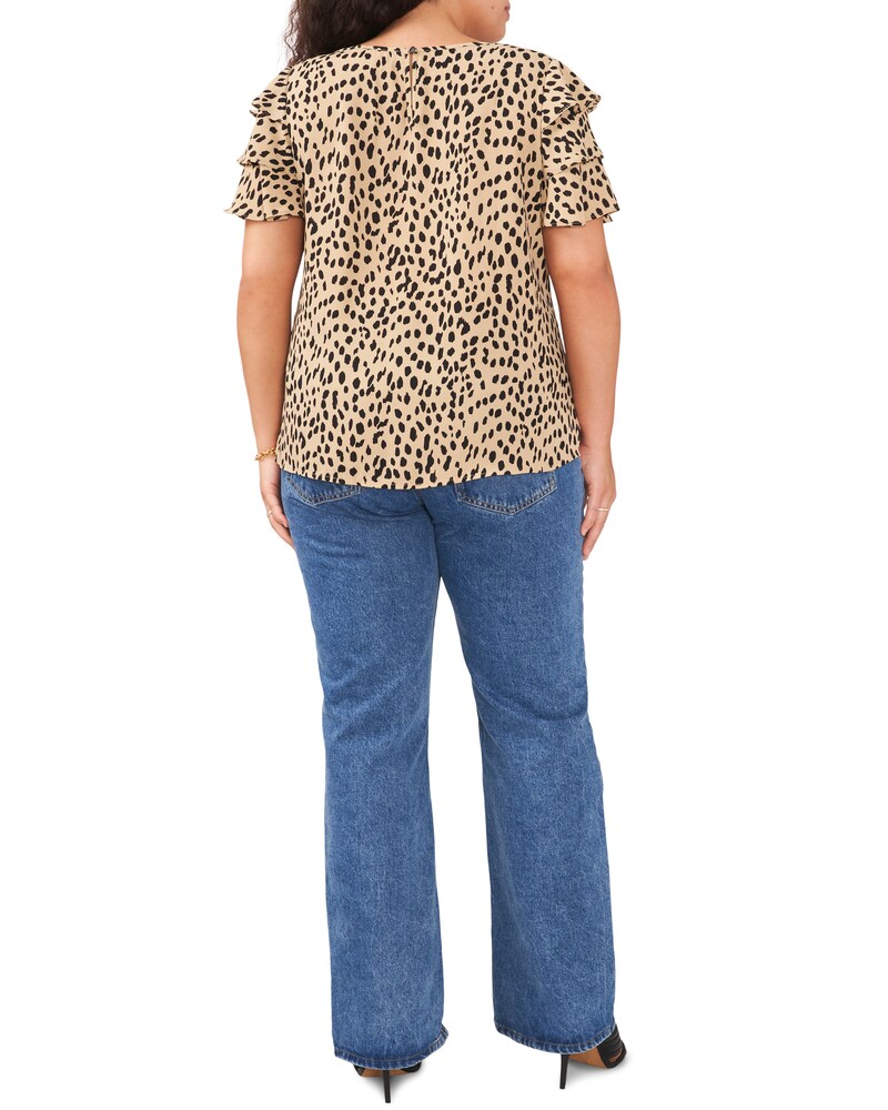 Vince Camuto Spot-Print Layered-Sleeve Blouse (Plus Size) Khaki Haze ID-RYCF7988